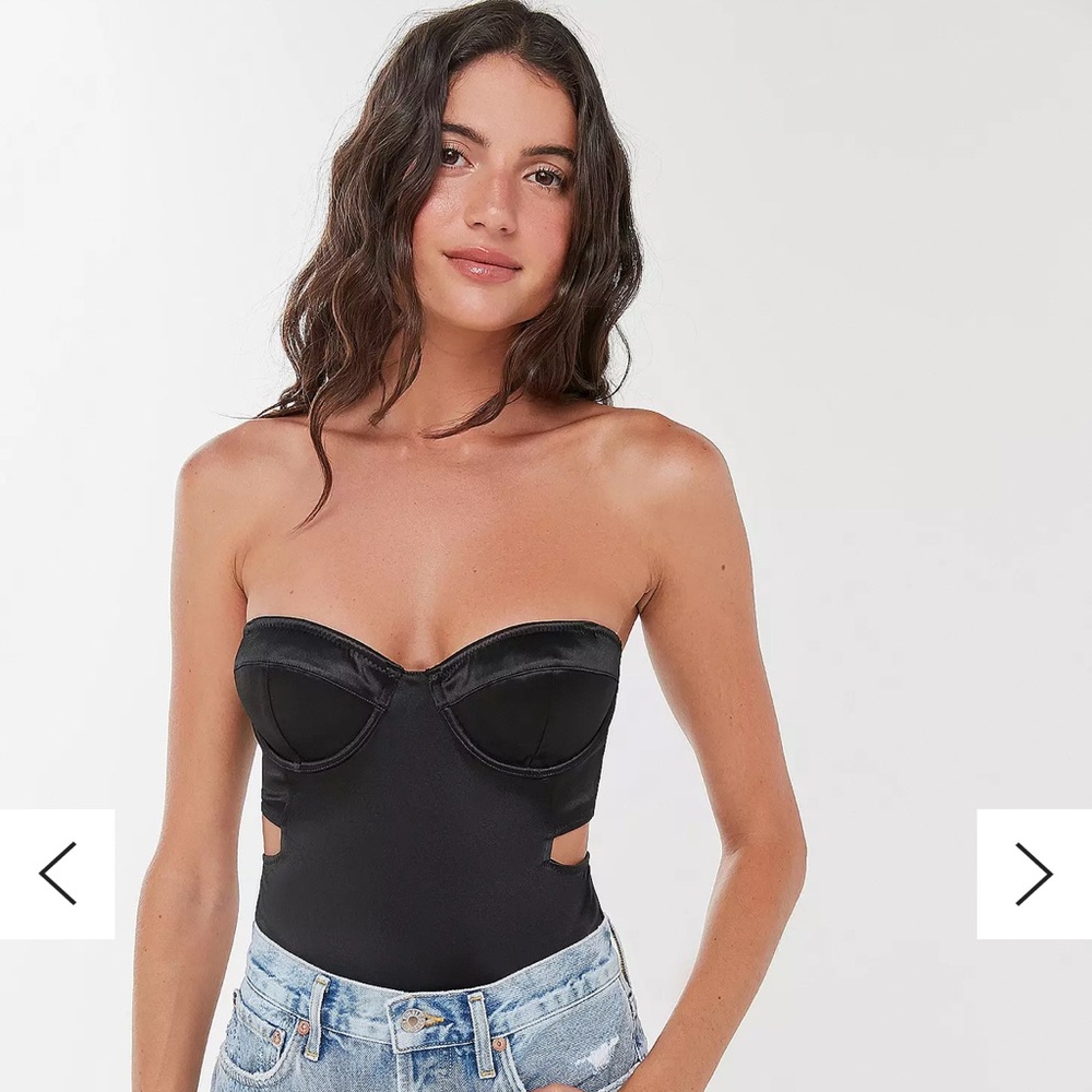 Urban Outfitters Out From Under Satin Bustier Bodysuit with Cutouts
